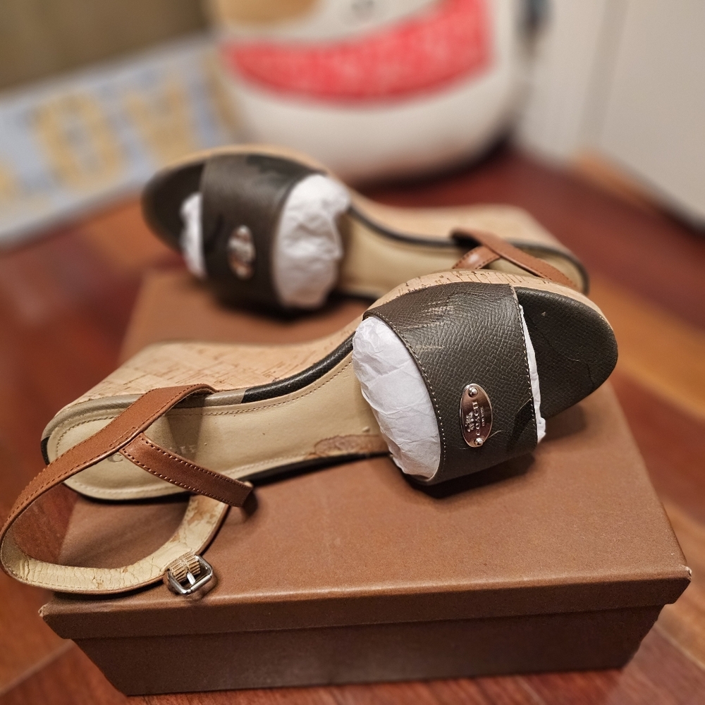 Coach Hinsdale Camo Wedge Sandals - Picture 8 of 17